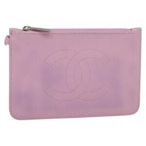 Chanel Pouch Leather Pink CC